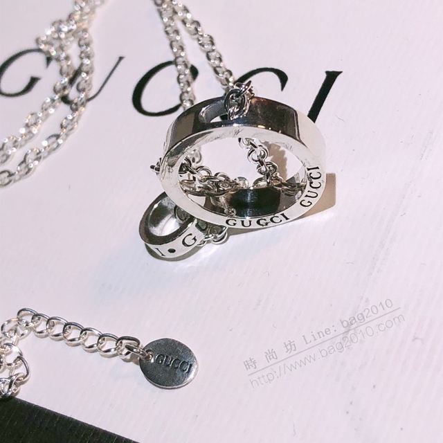 GUCCi飾品 古馳s925純銀項鏈 Gucci新款雙環雙圈項鏈 男女同款  zgbq1174